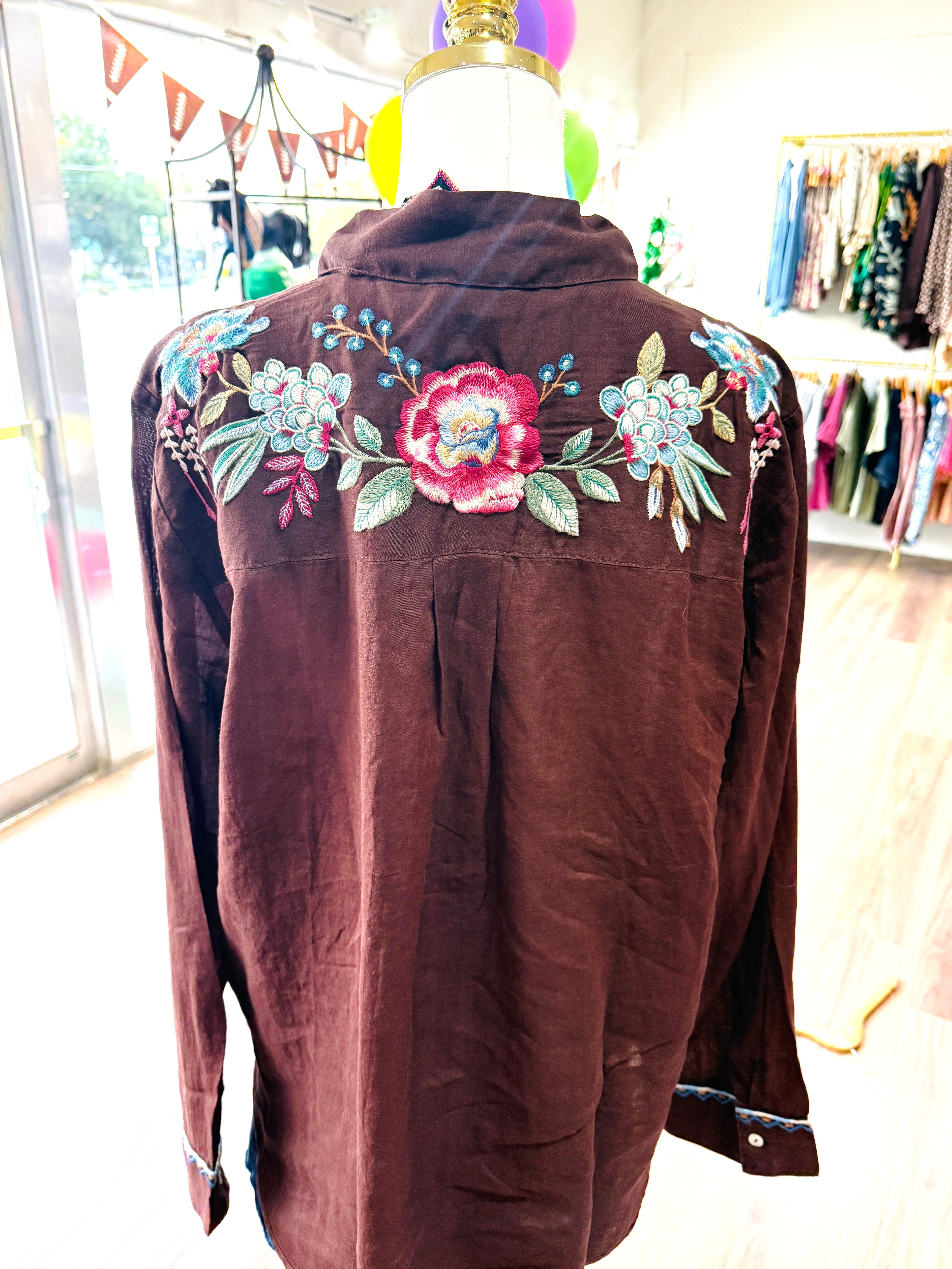 Bitter Choco Contrast Binding Shirt