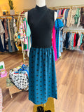 Mock Neck Combo Polka Dot Midi Dress