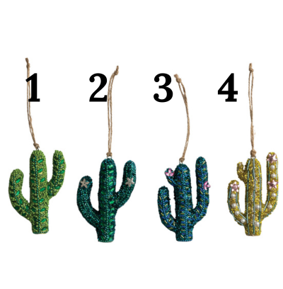 Handmade Beaded Cactus Ornament