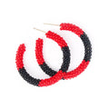 Red Color Block Hoop Earrings