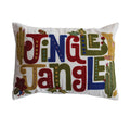 "Jingle Jangle" Cotton Velvet Printed Lumbar Pillow with Seasonal Botanicals & Embroidery