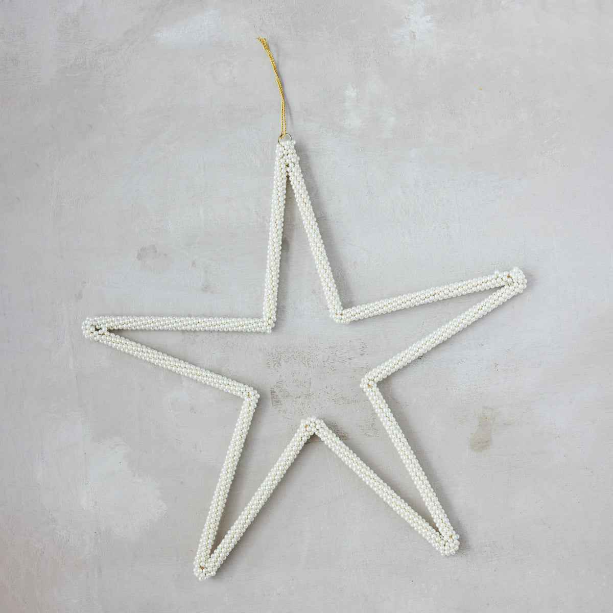 Oversized Metal & Faux Pearl Beaded Star Ornament