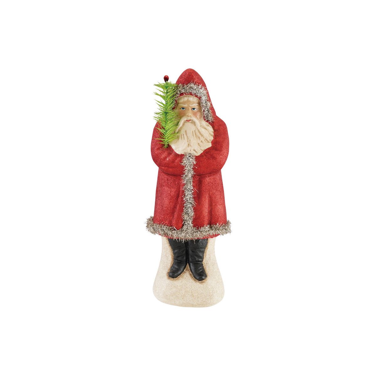 Paper Mache Vintage Reproduction Belsnickel with Bottle Brush Pine Tree
