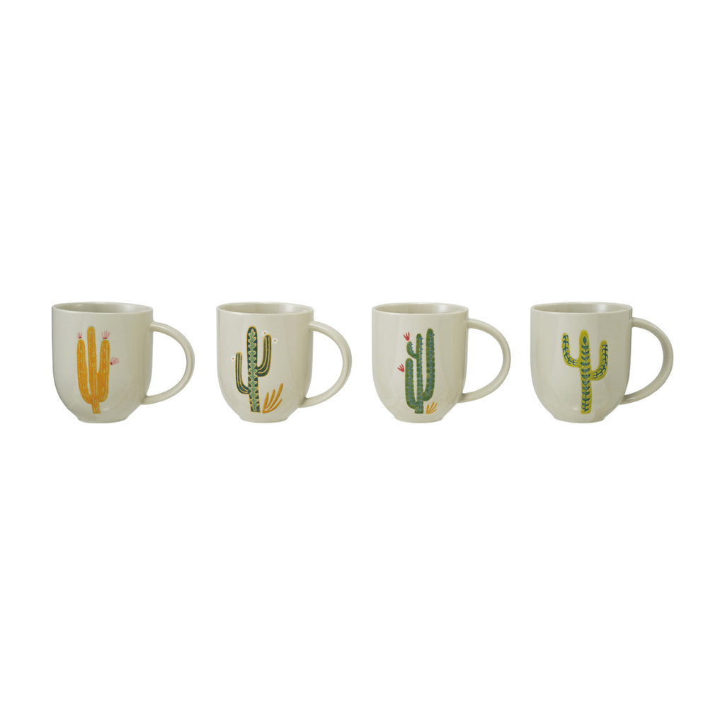14 oz. Hand-Painted cactus Stoneware Mug