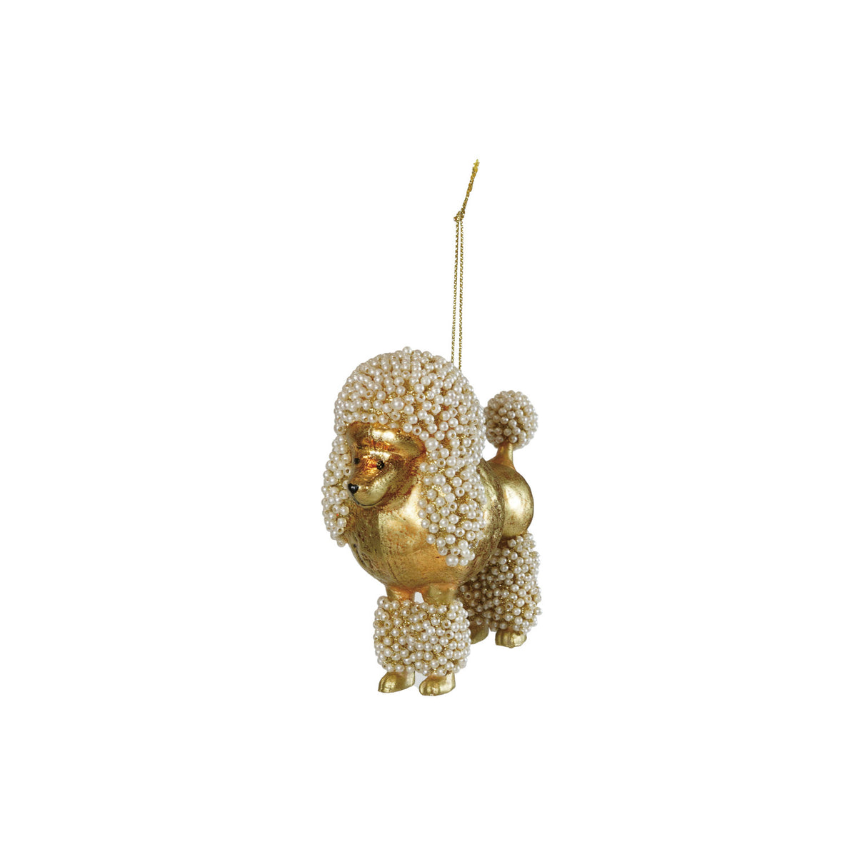 Glass Poodle Ornament with Faux Pearls